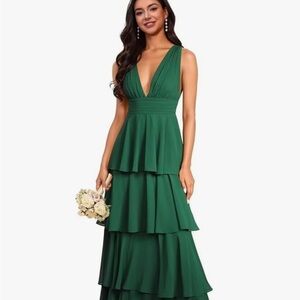 Green Tiered Formal Dress